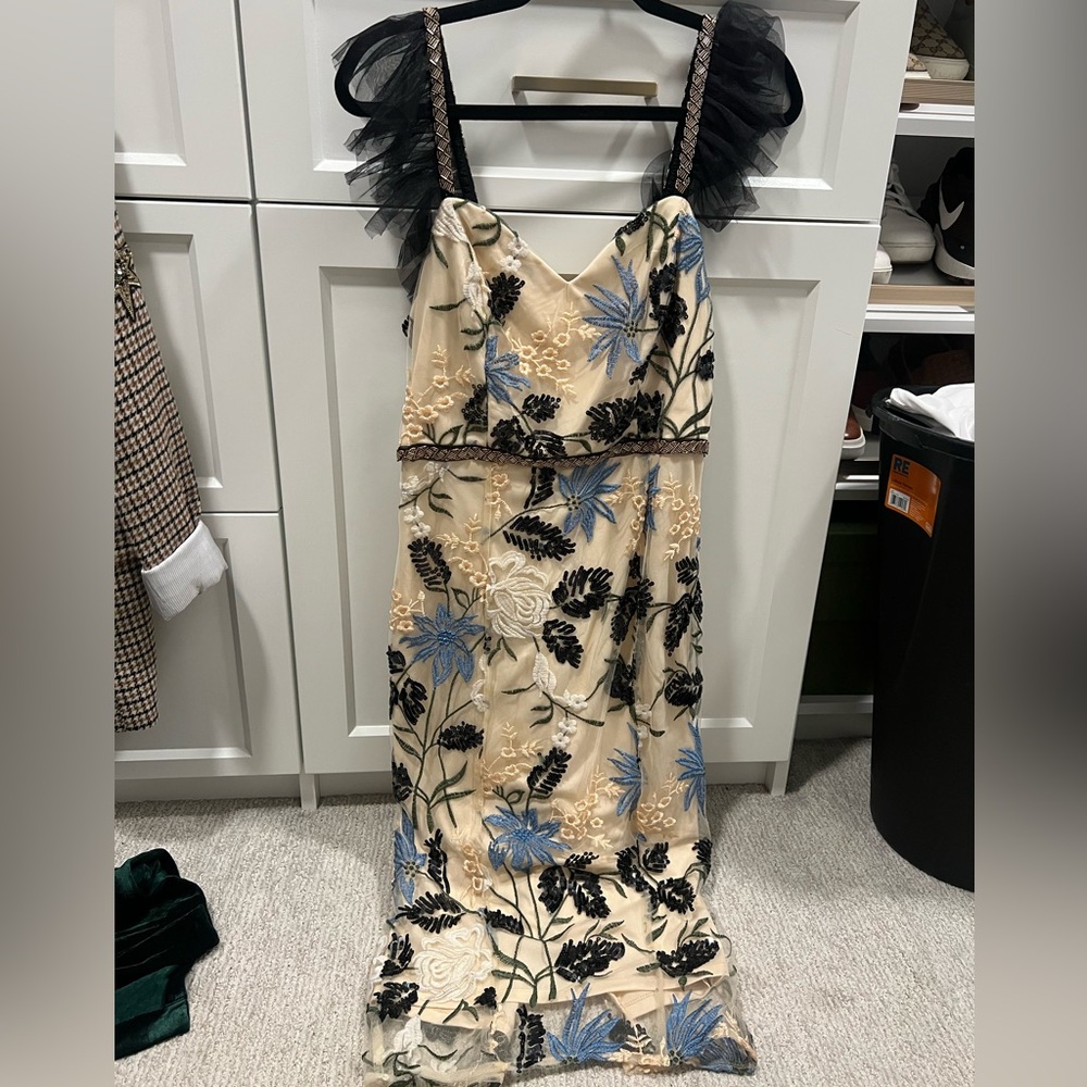 Lulu's Black and Blue Floral Maxi Dress